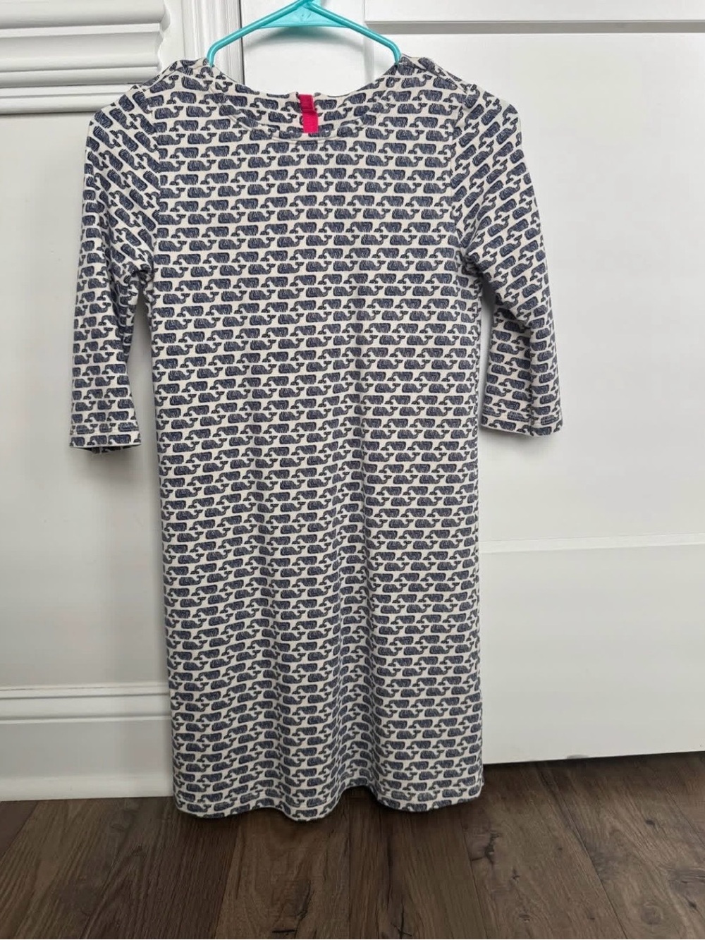 Vineyard Vines Navy and White Whale-Print Long Sleeve Girls Dress
